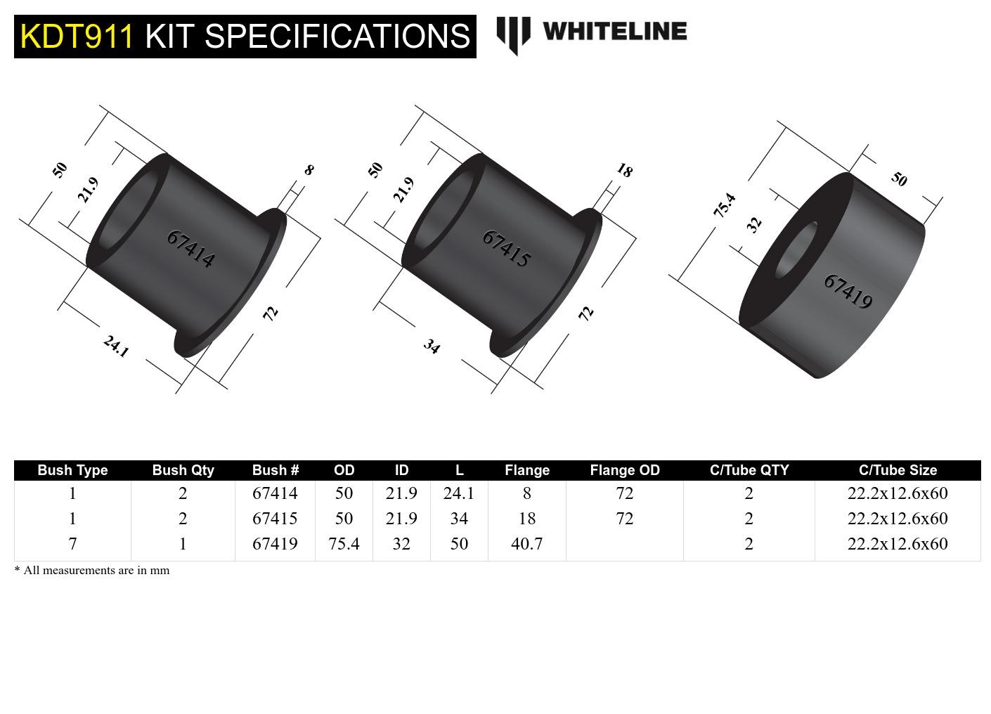 KDT911 Bushings de montage du différentiel arrière. - Nissan 370Z