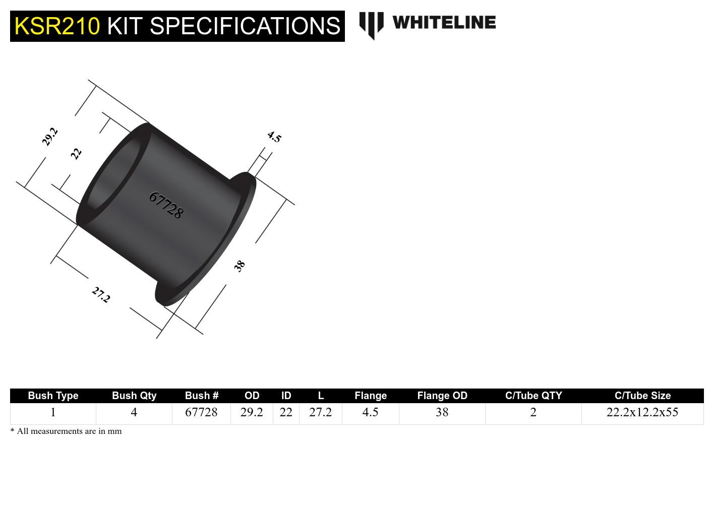 KSR210 bushings de montage de crémaillère de direction. - Subaru BRZ & Scion FRS 2012-2020