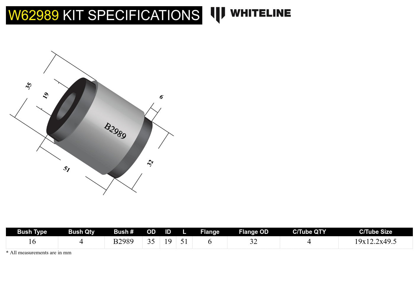 W62989 Bushing intérieur supérieur du bras de suspension arrière. - Nissan 370Z