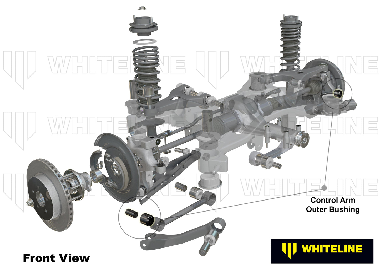 W62999 Bushing extérieur avant inférieur du bras de suspension arrière. - Nissan 370Z