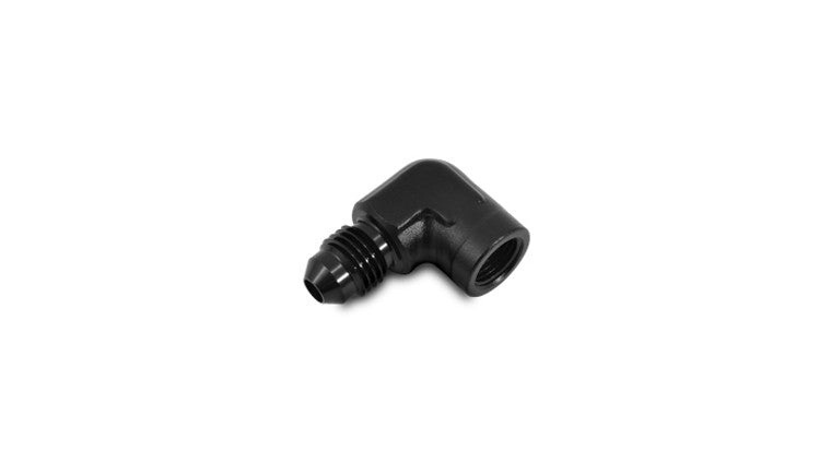 Adaptateur AN mâle à 90 degrés vers NPT femelle, taille AN : -3 ; taille NPT : 1/8".