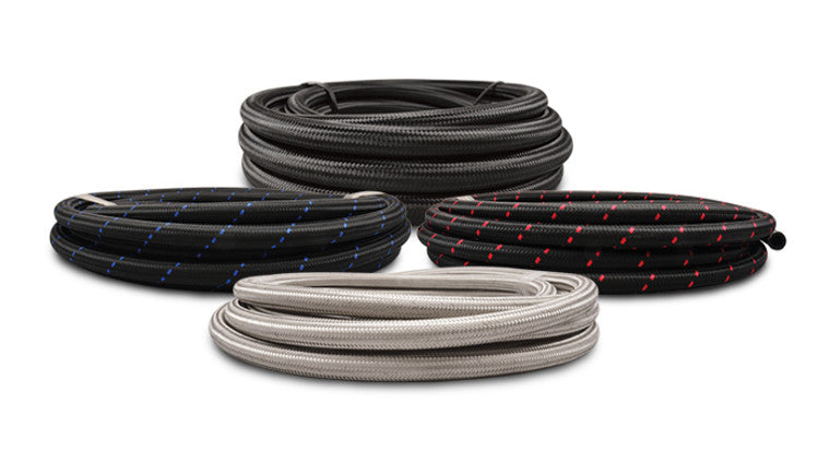 Rouleau de 50 pieds de tuyau flexible tressé en nylon noir ; Taille AN : -12 ; ID du tuyau : 0,68".