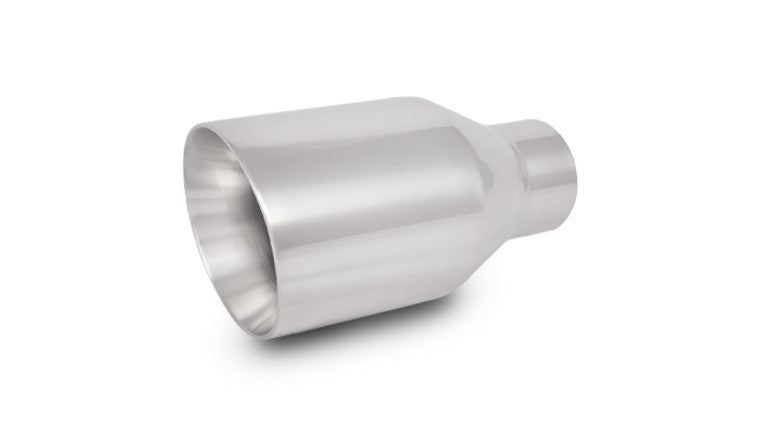 4.00" Embout en acier inoxydable rond avec sortie de diamètre extérieur (double paroi, coupe en angle), 2.25" Diamètre intérieur d'entrée.