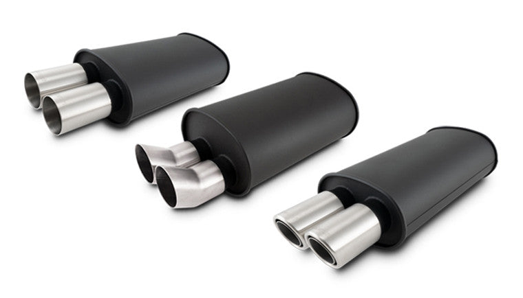 STREETPOWER FLAT BLACK Silencieux ovale avec embouts brossés en acier inoxydable 304SS; Diamètre d'entrée: 3,00" (76,2 mm) Diamètre de l'embout: 3,00" (76,2 mm)