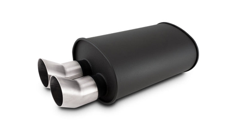 STREETPOWER FLAT BLACK Silencieux ovale avec double embouts brossés en acier inoxydable 304 ; Diamètre d'entrée : 3,00" (63,5 mm) ; Diamètre de l'embout : 3,00" (76,2 mm)