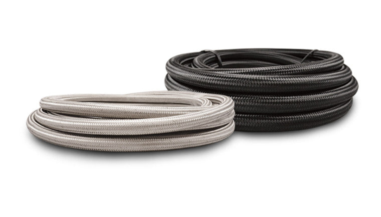 Rouleau de 20 pieds de tuyau flexible tressé en nylon noir avec doublure en PTFE ; Taille AN : -3