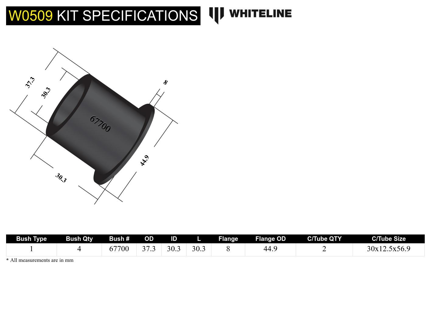 W0509 bushings de bras de commande avant - Subaru BRZ & Scion FRS 2012-2020