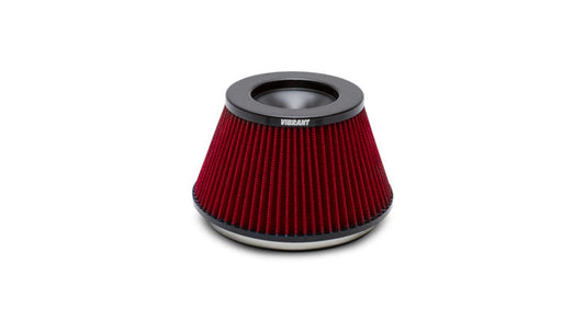 Le filtre à air Performance CLASSIC, entrée de 6 pouces de diamètre x hauteur de filtre de 5,375 pouces - conçu pour les trompettes d'admission en forme de cloche.
