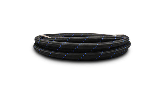 Rouleau de 10 pieds de tuyau flexible tressé en nylon noir et bleu ; Taille AN : -4 ; ID du tuyau : 0,22".