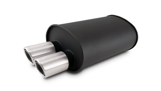 Silencieux ovale STREETPOWER FLAT BLACK avec double embout brossé en acier inoxydable 304 ; Diamètre d'entrée : 2,50" (63,5 mm) Diamètre de l'embout : 3,00" (76,2 mm)