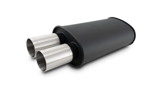 STREETPOWER FLAT BLACK Silencieux ovale avec embouts brossés en acier inoxydable 304SS; Diamètre d'entrée: 2,50" (63,5 mm) Diamètre de l'embout: 3,00" (76,2 mm)