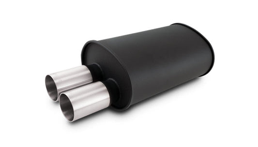 STREETPOWER FLAT BLACK Silencieux ovale avec double embouts brossés en acier inoxydable 304 ; Diamètre d'entrée : 3,00" (76,2 mm) ; Diamètre de l'embout : 3,00" (76,2 mm)